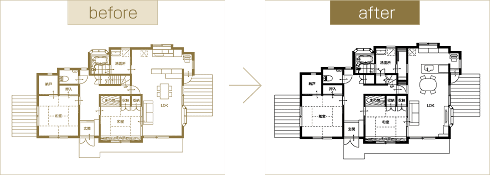 間取り図 before and after