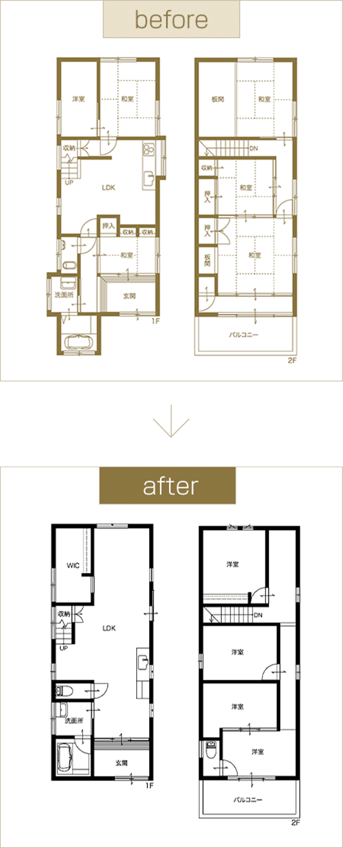 間取り図 before and after