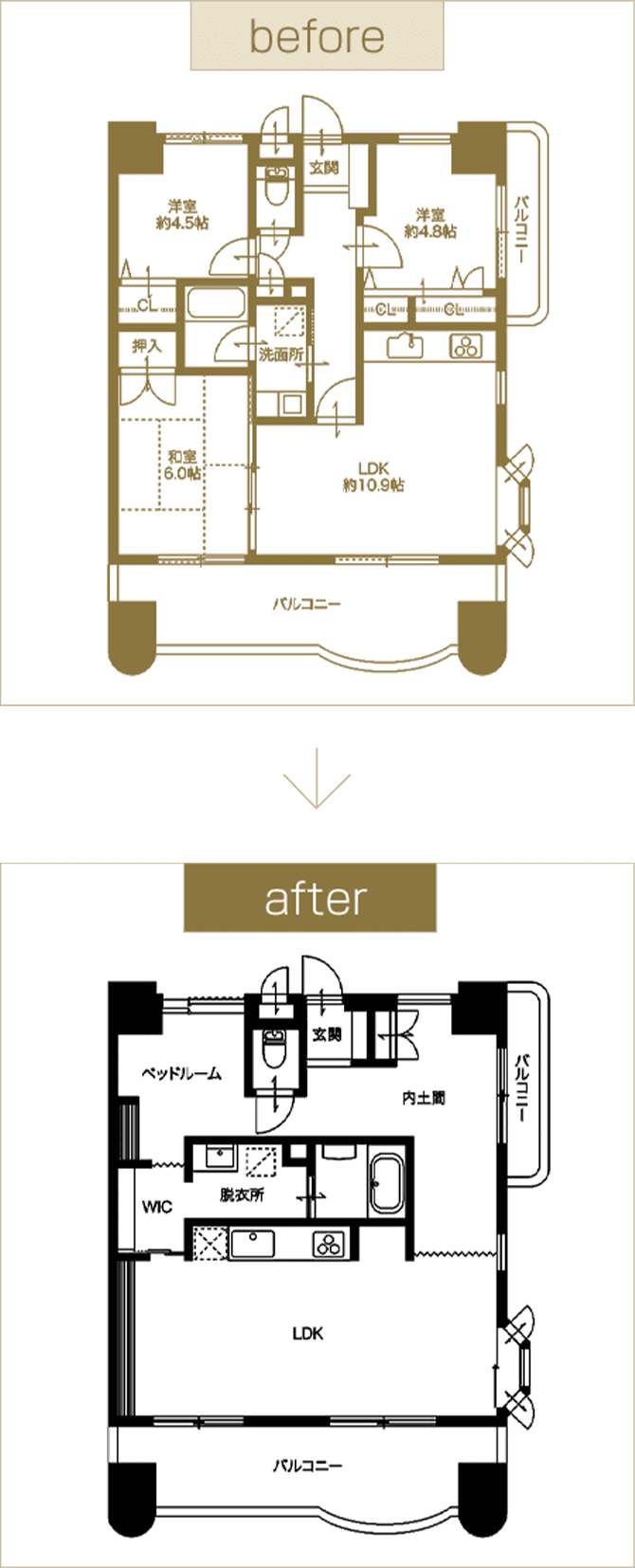 間取り図 before and after