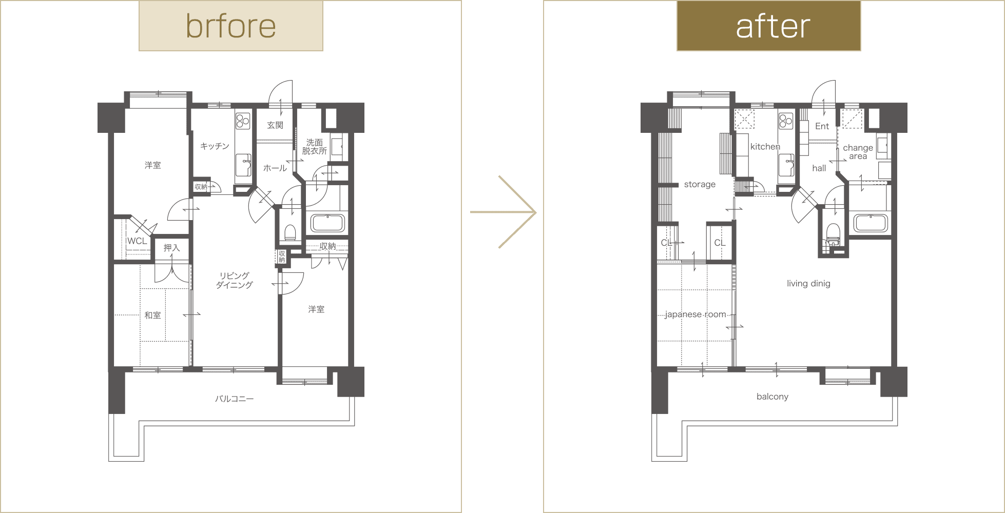 間取り図 before and after