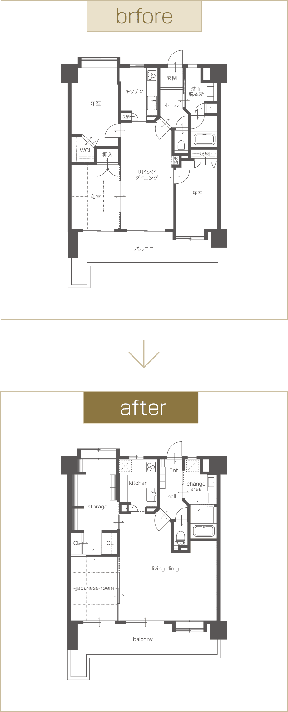 間取り図 before and after