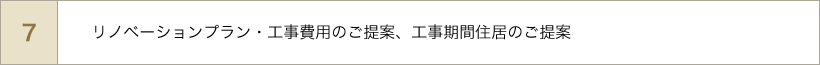 リノベーションプラン・工事費用のご提案、工事期間住居のご提案