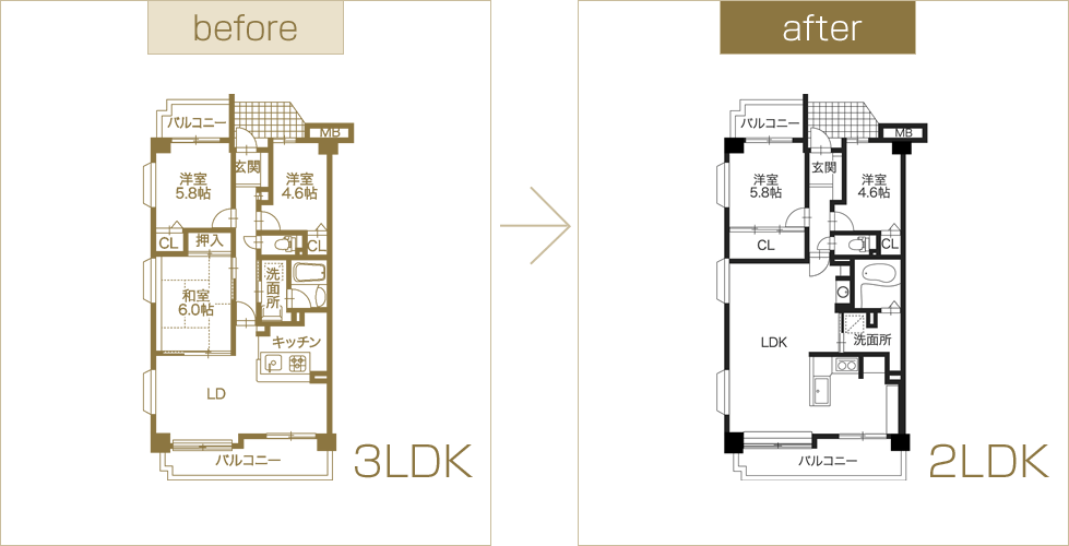 間取り図 before and after