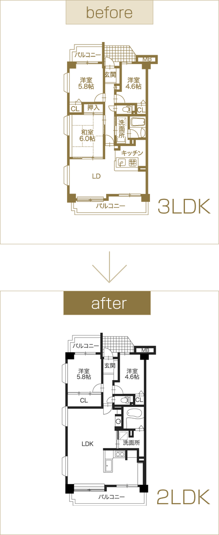 間取り図 before and after